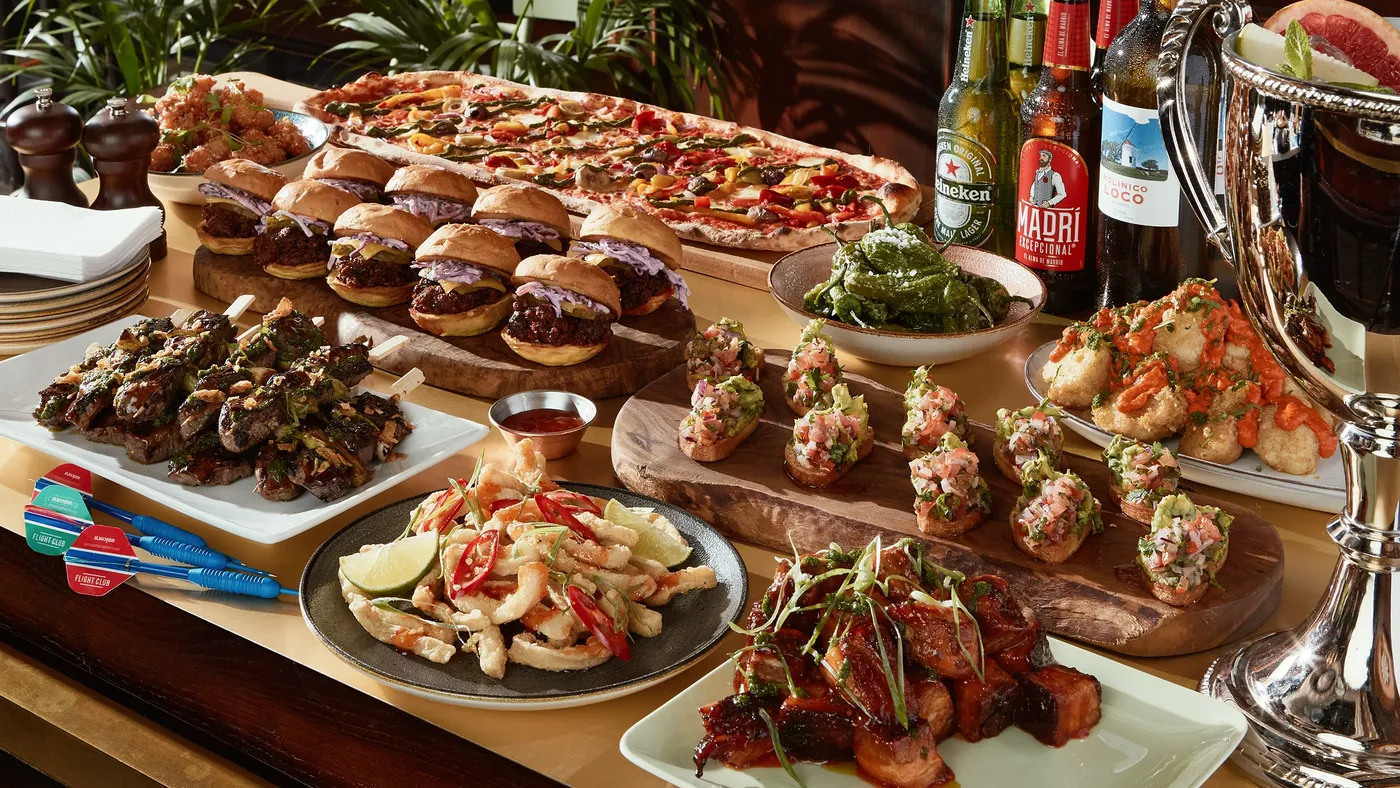 food and drink package with a variety of sharing plates